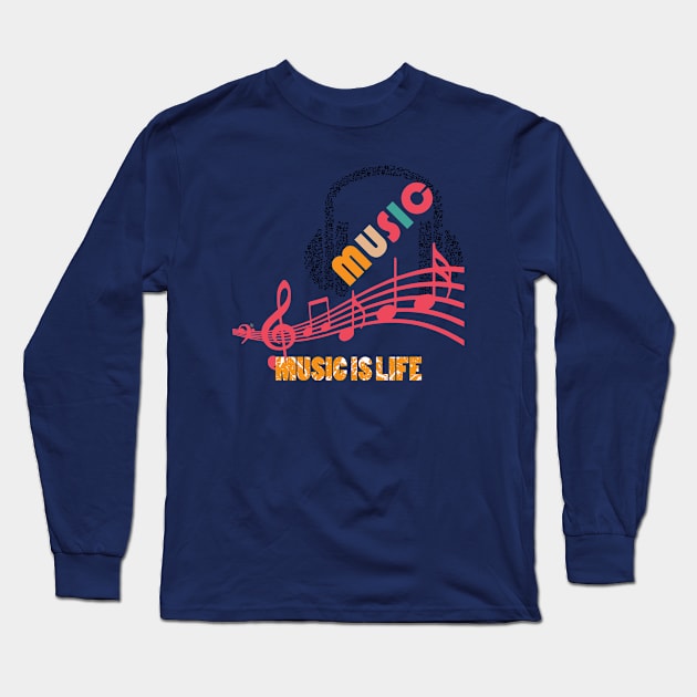 Music Long Sleeve T-Shirt by CreativeIkbar Prints